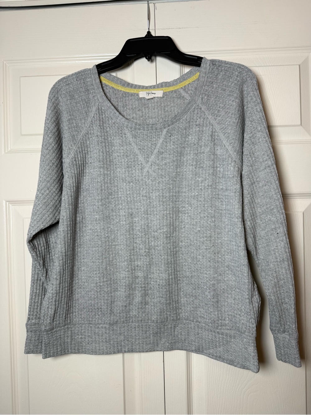 Peyton‎ Primrose Gray Waffle Knit Long Sleeve Top